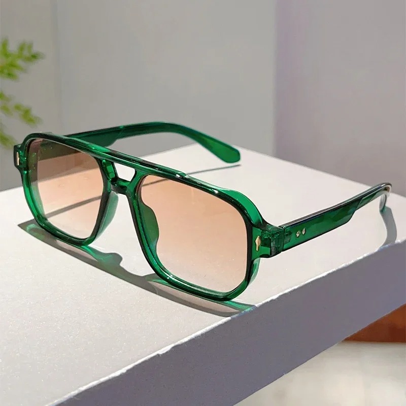Street Fashion Glasses - New Vintage Double Bridges Square Sunglasses