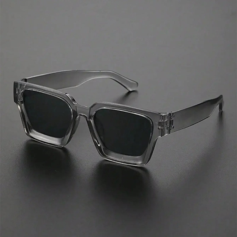 Street Fashion Photography - Unisex Plastic Fashion Square Frame Sunglasses