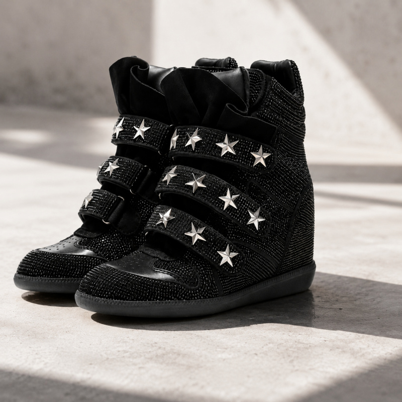 Street Fashion Walk - Women’s Rhinestone Ankle Boots, Fashion Lace-Up