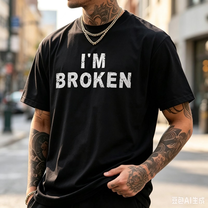 Street Style Fashion Quotes - Distressed Quote Men T-Shirt I’M BROKEN