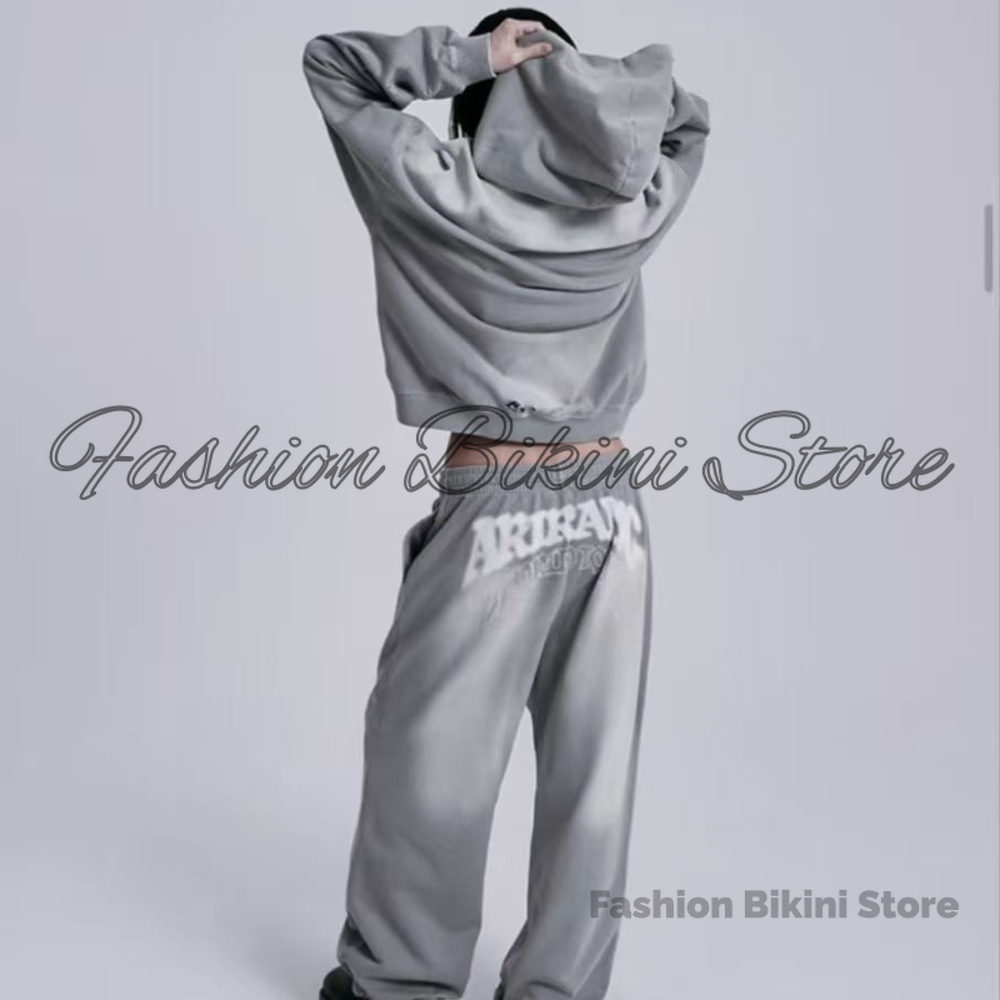 Street Fashion Jacket - NEW Washed Grey Retro Hoodie 3D