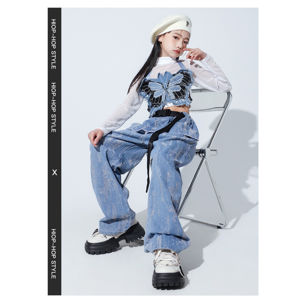 Street Fashion Jacket - Jazz Hip Hop Dance Set Mesh