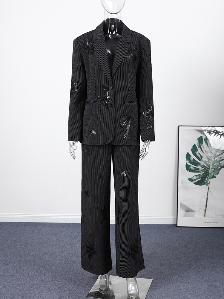 Fashion Sequin Stripe Long Pan - Street Fashion Jacket recension och pris