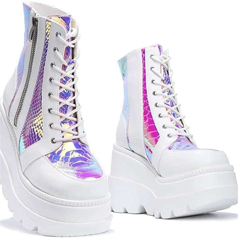 Women's Pink Holographic Platf - Street Fashion Punk recension och pris