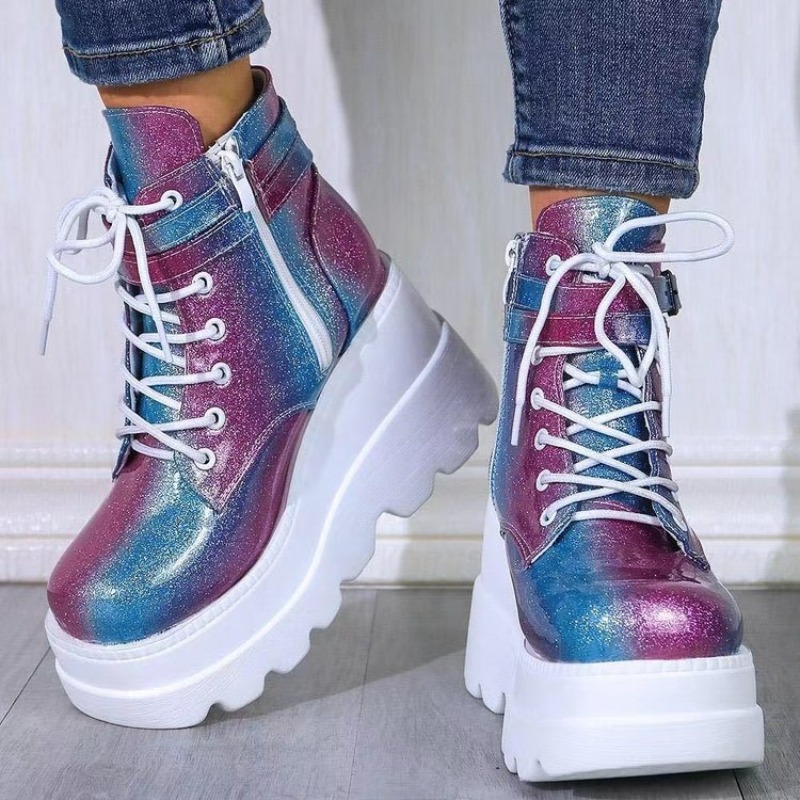 Women's Pink Holographic Platf - Street Fashion Punk recension och pris
