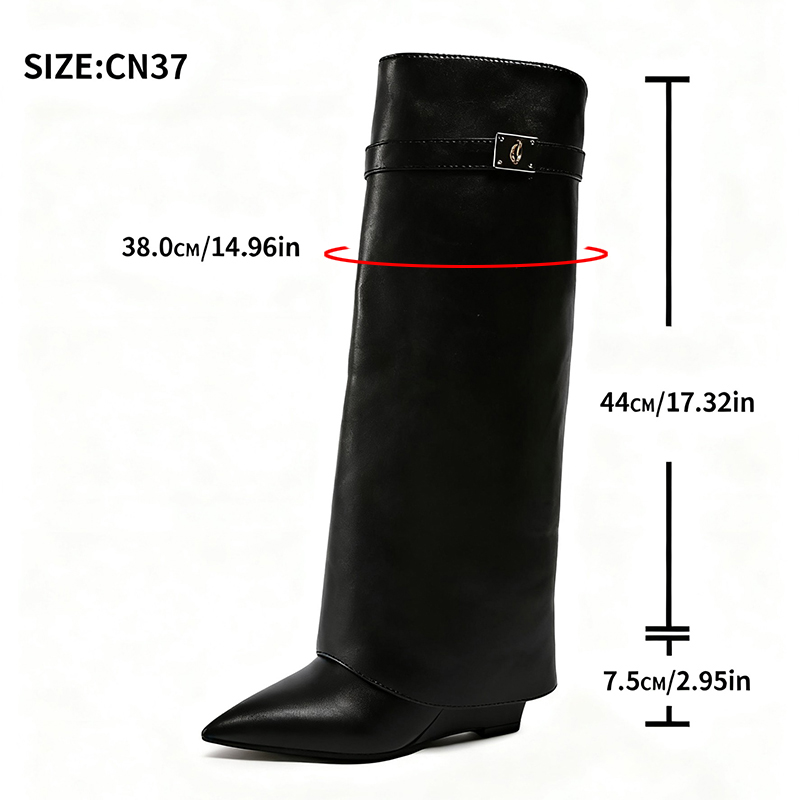 Black Pu Leather Knee High Boo - Street Fashion Punk recension och pris
