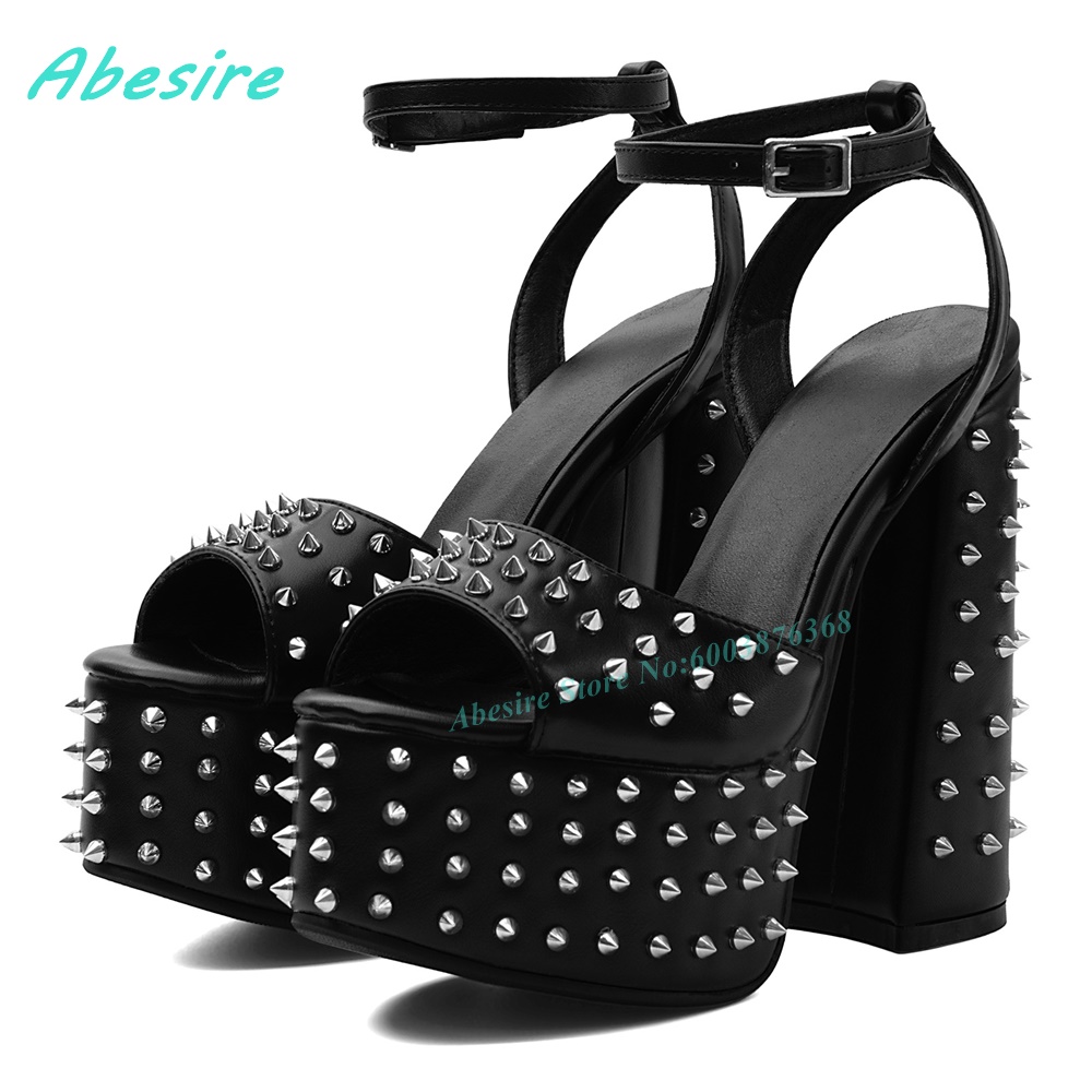 Black Faux Leather Rivet Platf - Street Fashion Punk recension och pris