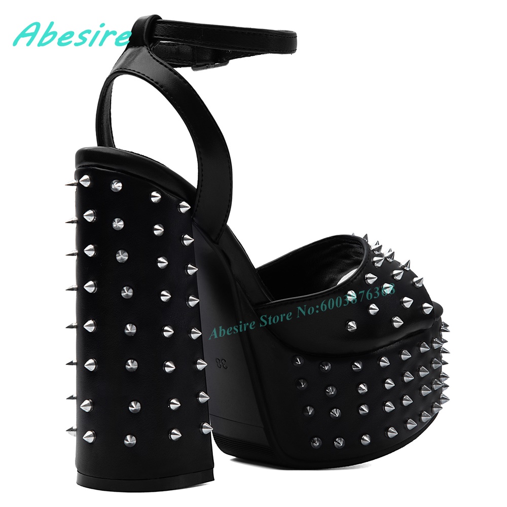 Black Faux Leather Rivet Platf - Street Fashion Punk recension och pris