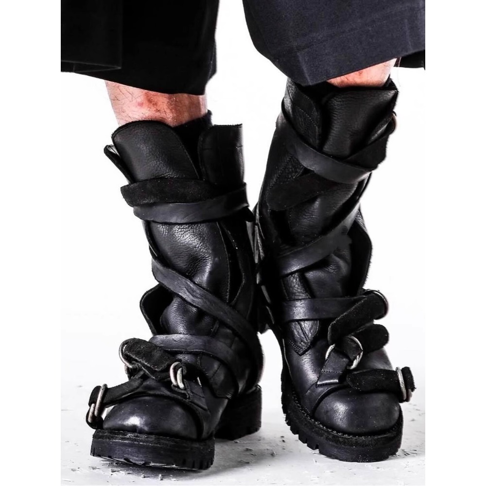 Men's Leather Motorcycle Boots - Street Fashion Punk recension och pris